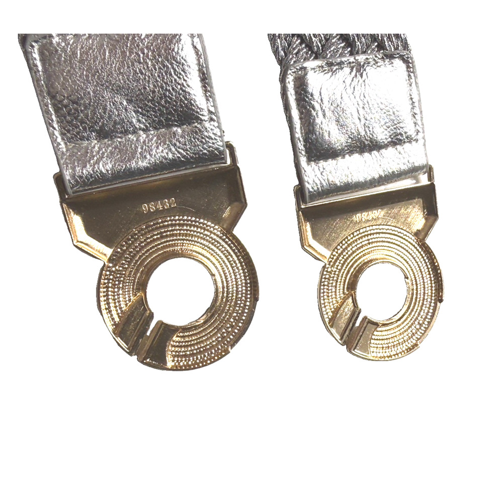 Samuel Dong Statement Belt Womens Sz 1 or S Silver & Gold Stretch Interlocking - Picture 8 of 8